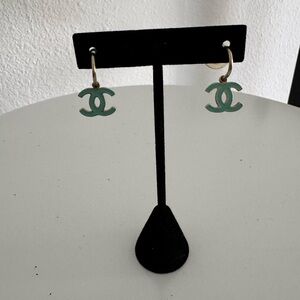 AuthenticChanel-Inspired Turquoise Double C Hoop Earrings